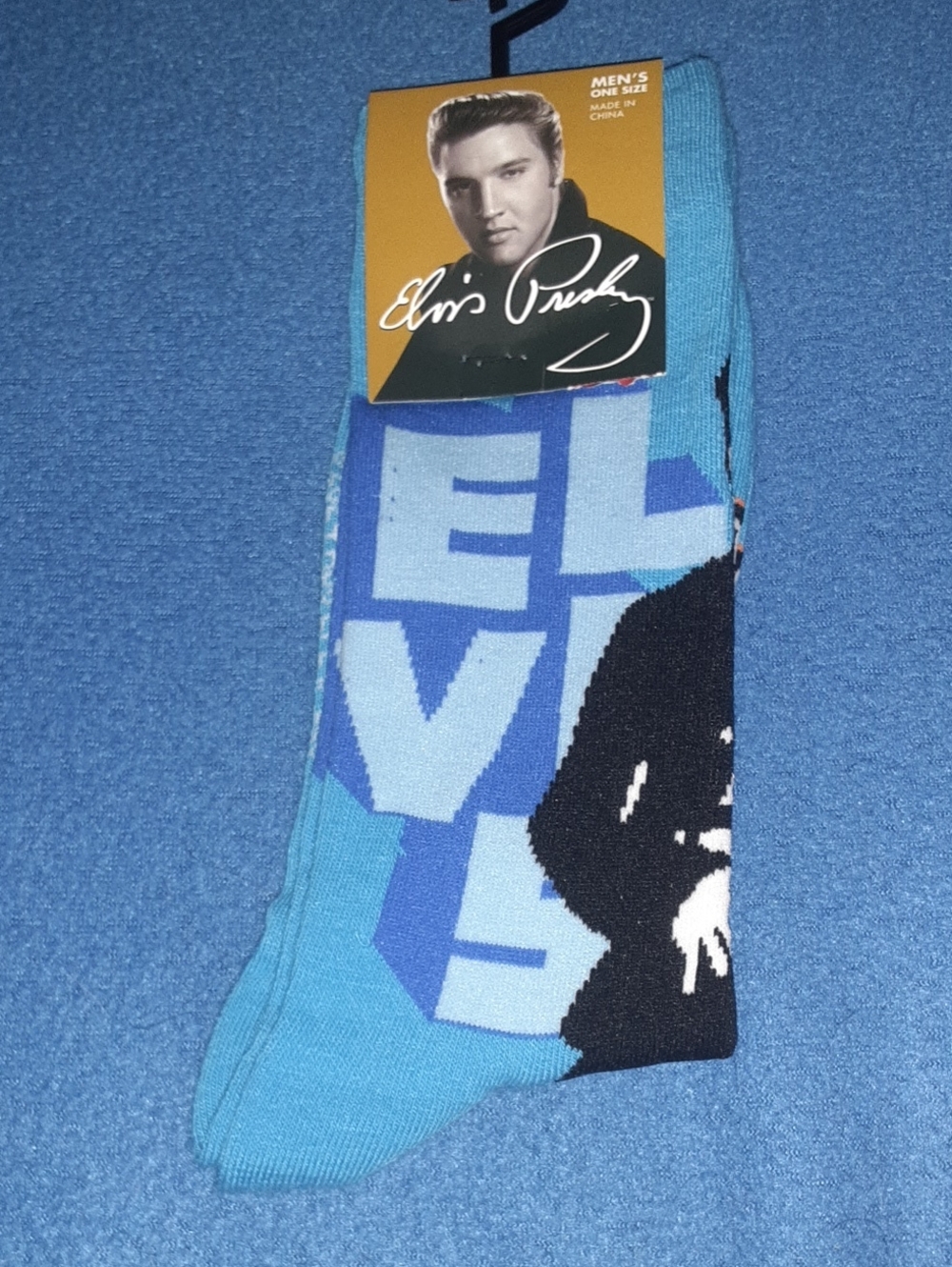 Elvis Presley Light Blue Graphic Men’s Socks